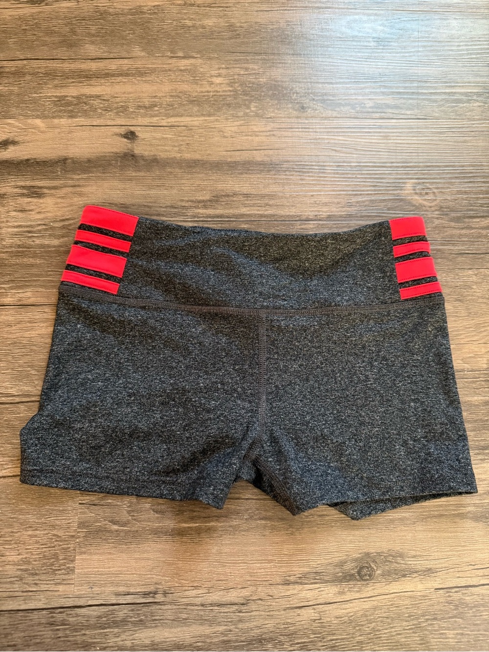 Forever 21 Charcoal Gray Bike Shorts with Red Stripe Accent
